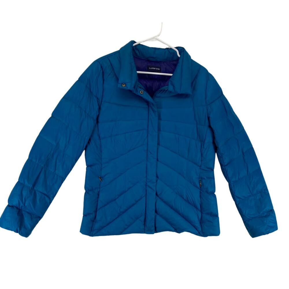 Lands´End Women's Blue Puffer Lightweight Jacket Sz M